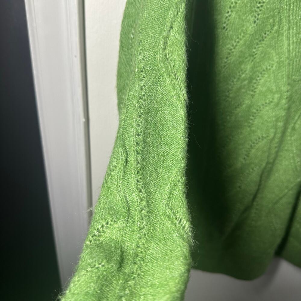 Talbots Women's Green Cable Knit Quarter Zip Collared Sweater Size Small - Picture 5 of 7